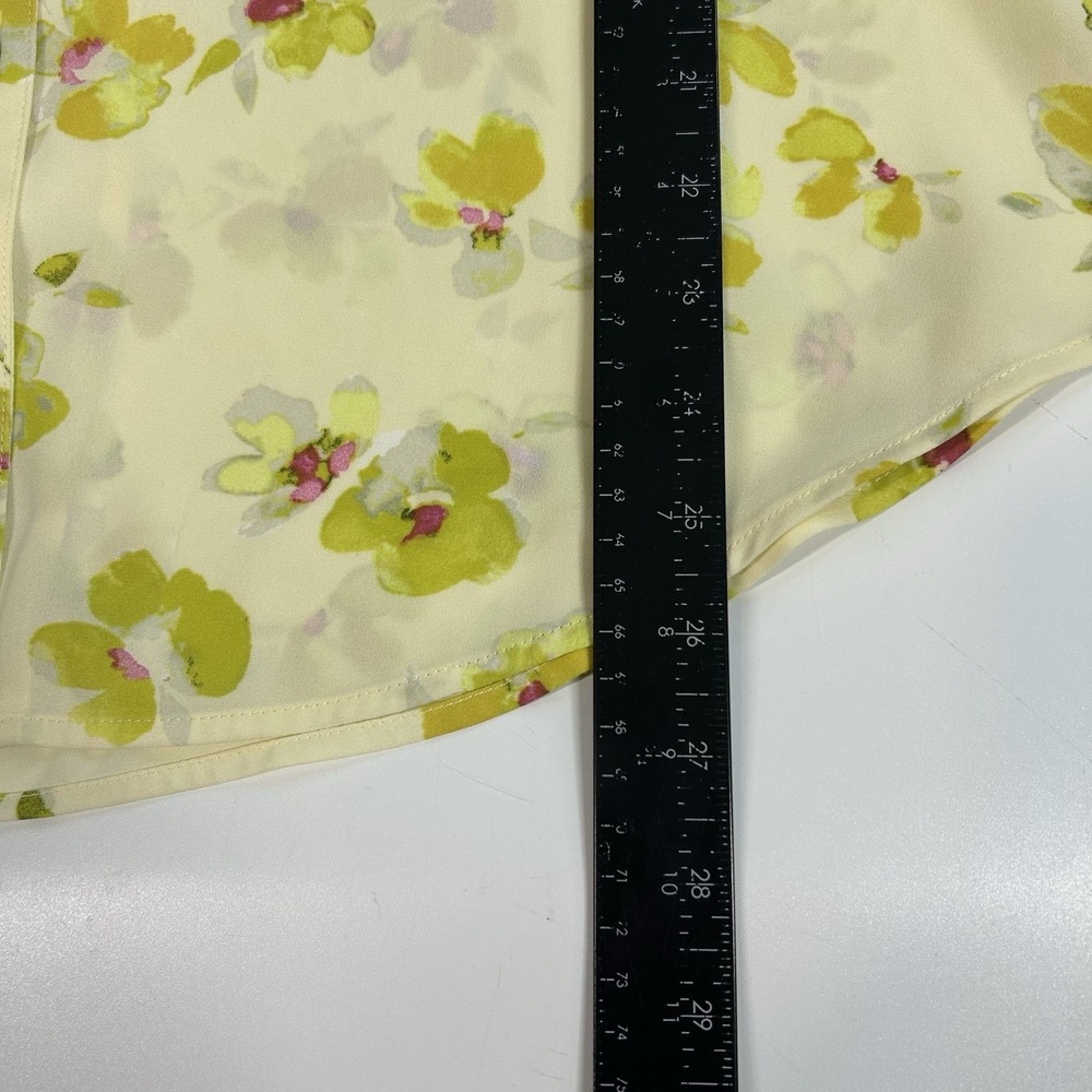 Cabi Go To Blouse Small Yellow Floral Print Button Front 3/4 Sleeve Blouse 6294 - Picture 3 of 9